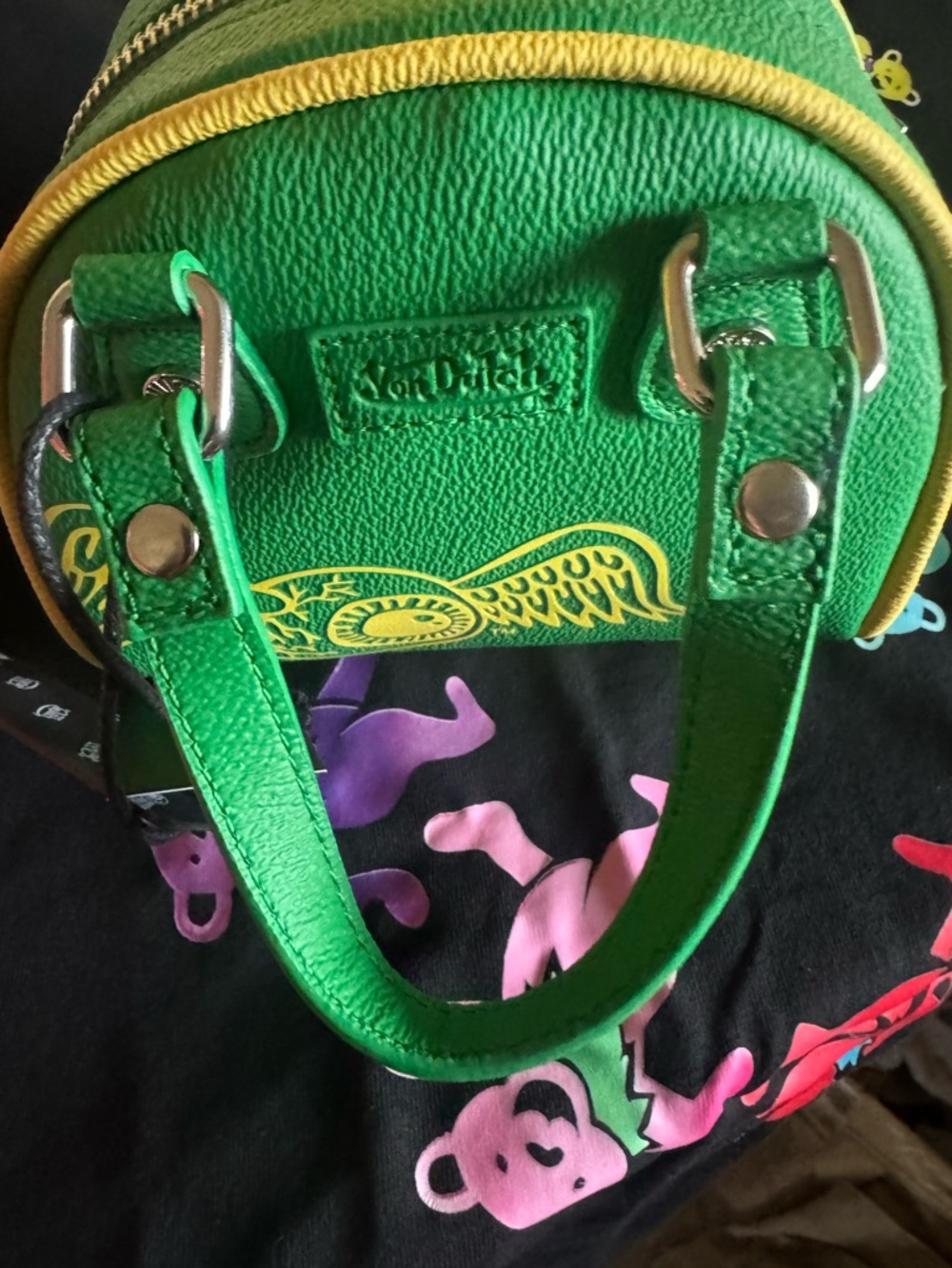 Von Dutch Women's Green Logo Dome Handbag mini nwt - Picture 3 of 4